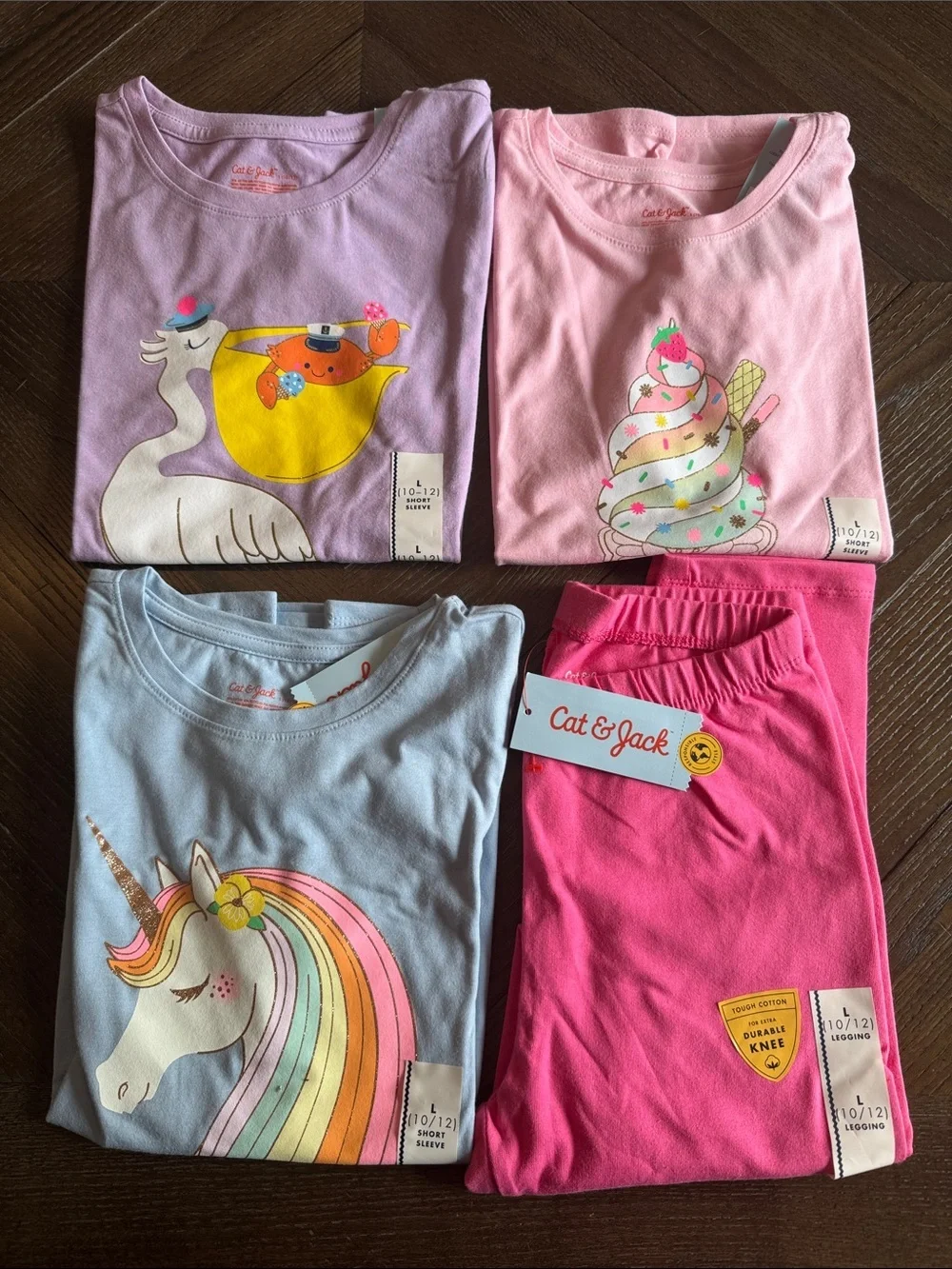 Cat & Jack Girls' Bundle of Tees & Leggings Large L (10/12) New NWT